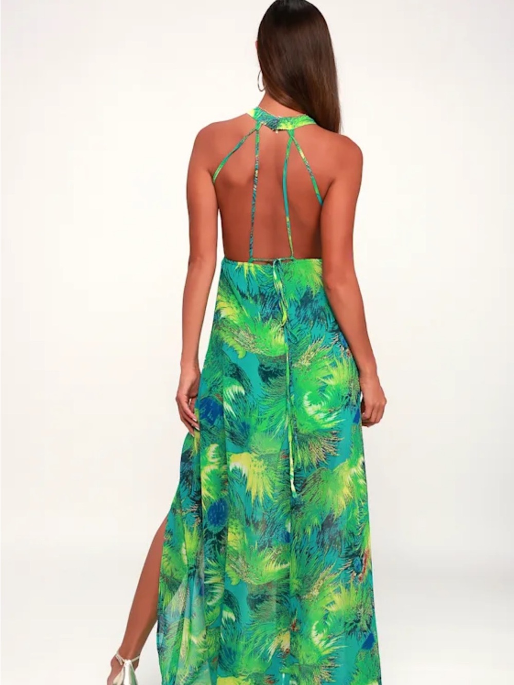 Lulu's Tropical Green Strapless Halter Gown - Picture 11 of 14